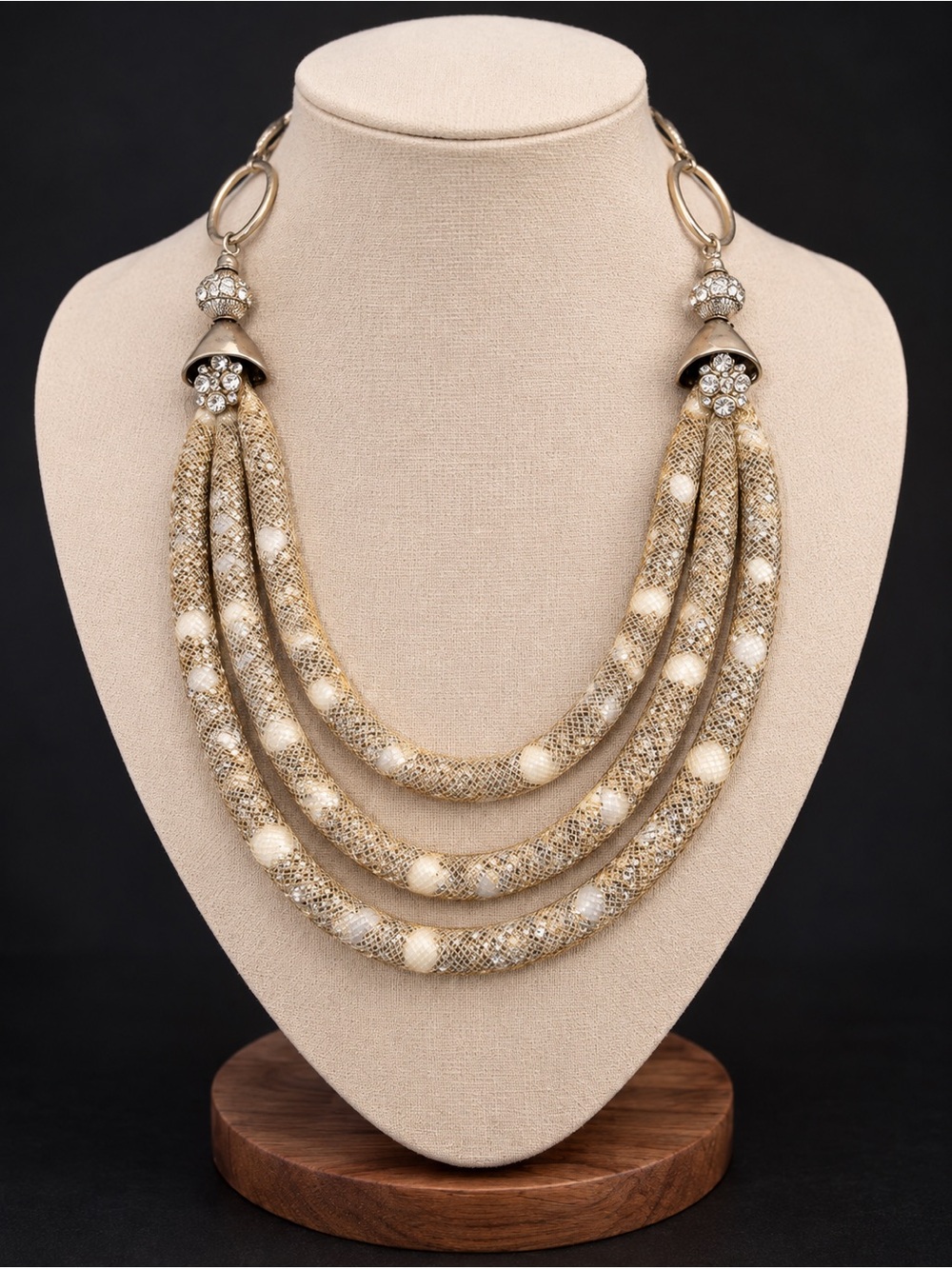 RARE RITA D. STATEMENT MULTI-STRAND MESH TUBE NECKLACE